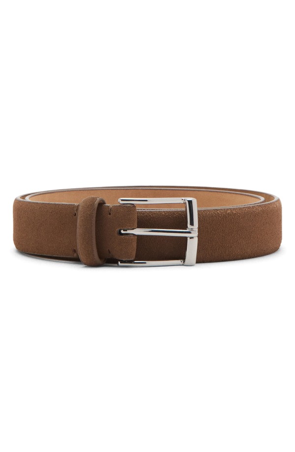 マンゴ メンズ 付属品 胴締め スエードクロス MANGO Suede Belt Medium Brown 赤銅色