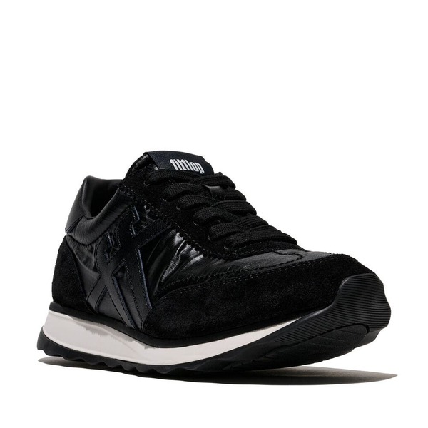 相応うフロップ レディース シューズ スニーカー スエードクロス FitFlop Retro-Q Ff Met-Suede Sneakers Black 黒いこと