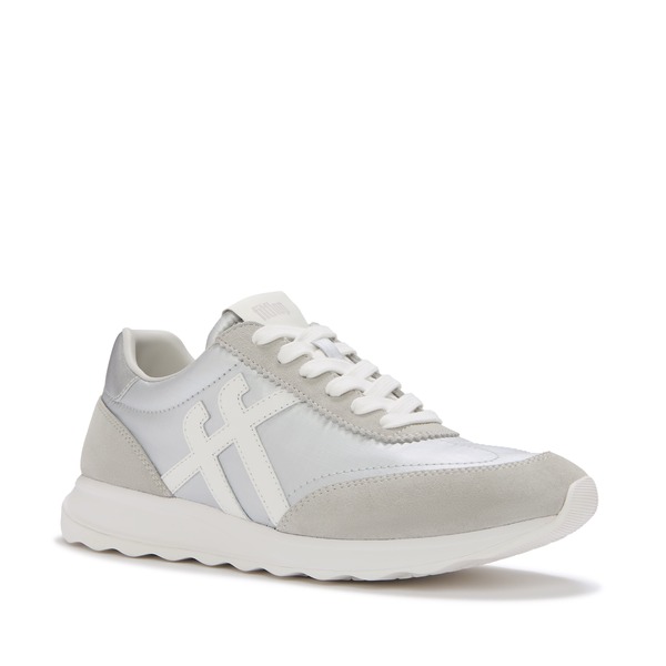 相応うフロップ レディース シューズ スニーカー スエードクロス FitFlop Retro-Q Ff Met-Suede Sneakersilver/Urban White 白いこと