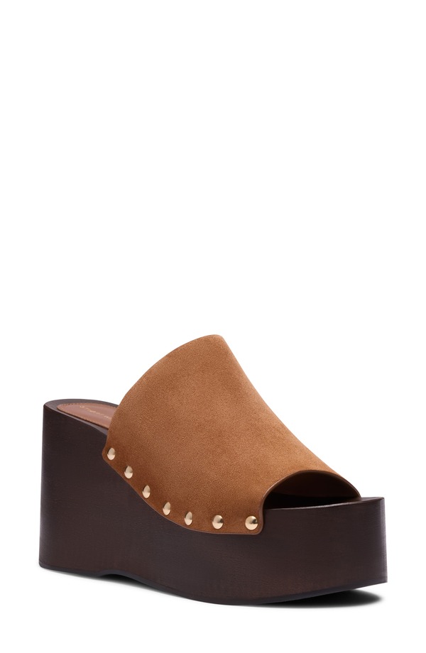 スチュアート ワイツマン レディース シューズ 踵 プラットホーム サンダル Stuart Weitzman Kate Studded Wedge Platform Slide Sandal Doe