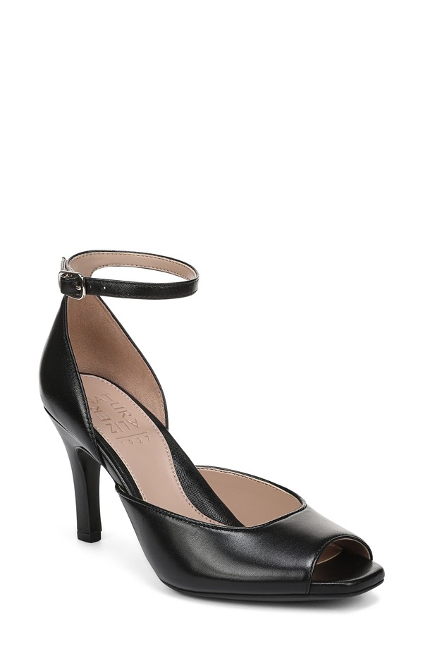 ナチュライザー レディース シューズ 踵 アンクル Naturalizer Ashankle Strapeep Toe Pump Black 黒いこと
