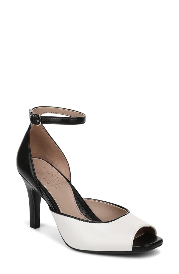 ナチュライザー レディース シューズ 踵 アンクル Naturalizer Ashankle Strapeep Toe Pump Warm White/Black 白いこと