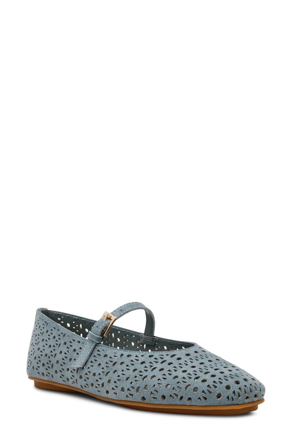 アンクライン レディース シューズ パンプス Anne Klein Connie Mary Jane Flat Blue 青碧