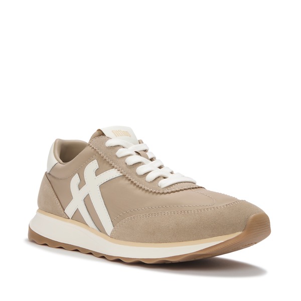 相応うフロップ レディース シューズ スニーカー スエードクロス FitFlop Retro-Q FFabric Suede Sneakers Cappuccino/Cream 皮膚軟化剤