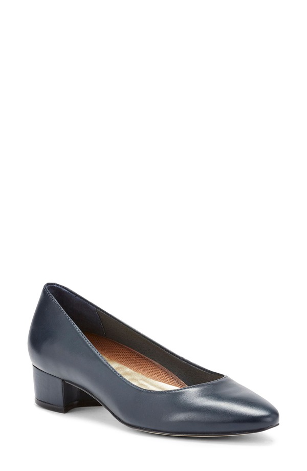 ロスハンマーソン レディース シューズ 踵 Ros Hommerson HeidiI Pump Navy Leather 米国海軍