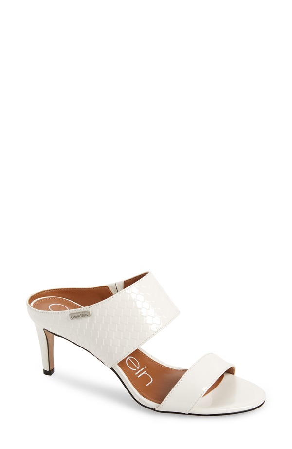 カルバンクライン レディース シューズ 踵 サンダル Calvin Klein \u0027Cecily\u0027 Sandal White Patent Leather 白いこと