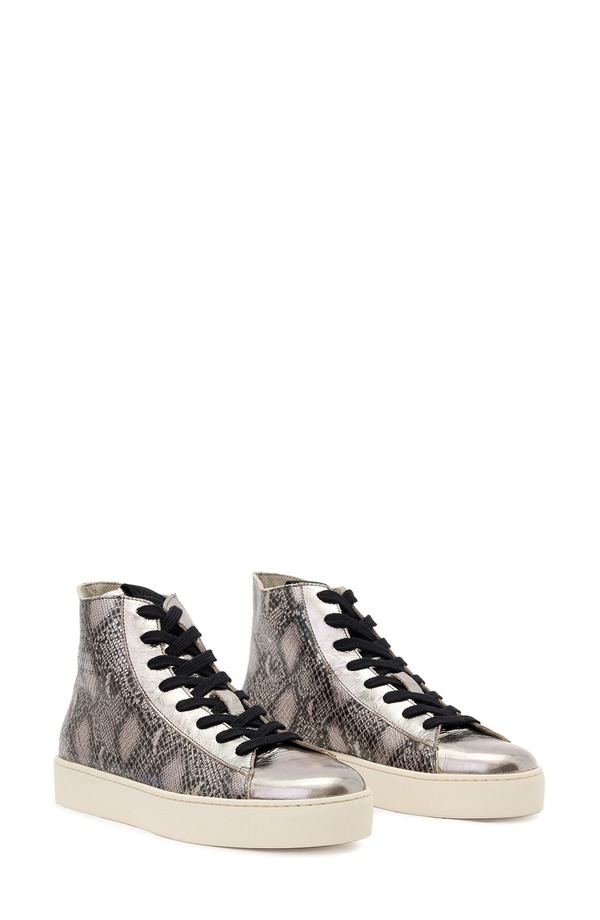 オールセインツ レディース シューズ スニーカー トール AllSaints Tana Metallic High Top Sneaker Silver/ Black 黒いこと