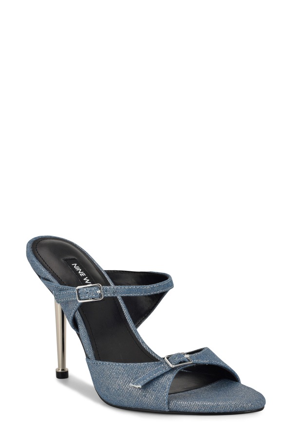 ナインウェスト レディース シューズ パンプス サンダル Nine West Reida Stiletto Sandal Silver Denim ジーンズ