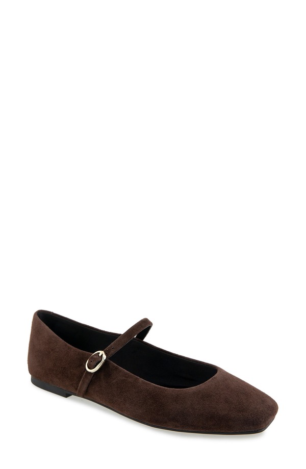 ケネスコール レディース シューズ パンプス Kenneth Cole Jasper Mary Jane Flat Chocolate Suede 黒茶