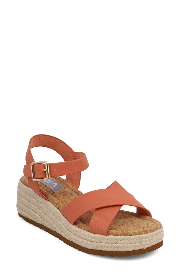 ミア レディース シューズ 踵 プラットホーム サンダル アンクル MIA Nikky Ankle Straplatform Wedge Sandal Coral Brus コーラル
