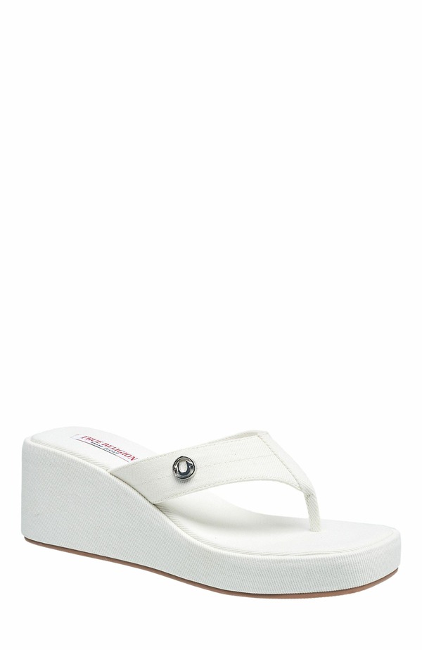 トゥルーレリジョン レディース シューズ 踵 サンダル True Religion Latto Slip on Wedge Sandal White 白いこと