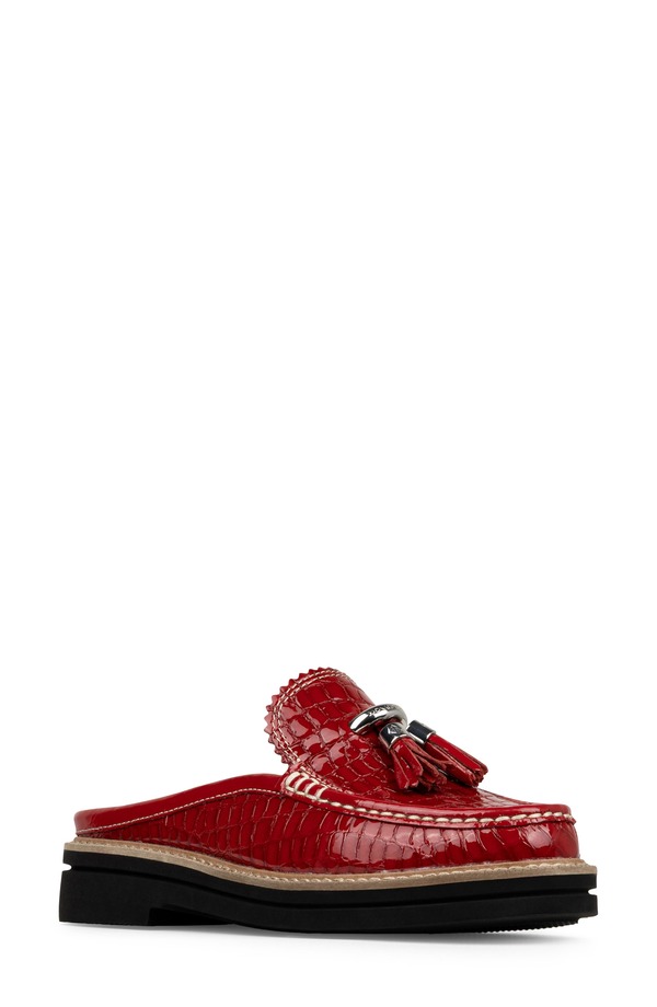 ドナルドプリネール レディース シューズ パンプス 置き目毛皮 Donald Pliner Mule Tasseloafer Tomato