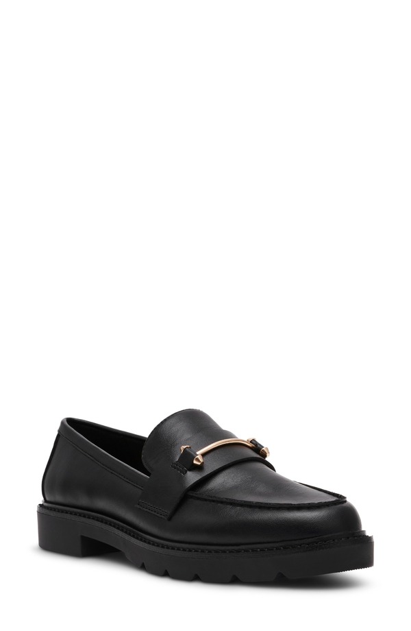 アンクライン レディース シューズ オックスフォード 置き目毛皮 Anne Klein Emme Bit Loafer Black Smooth 黒いこと