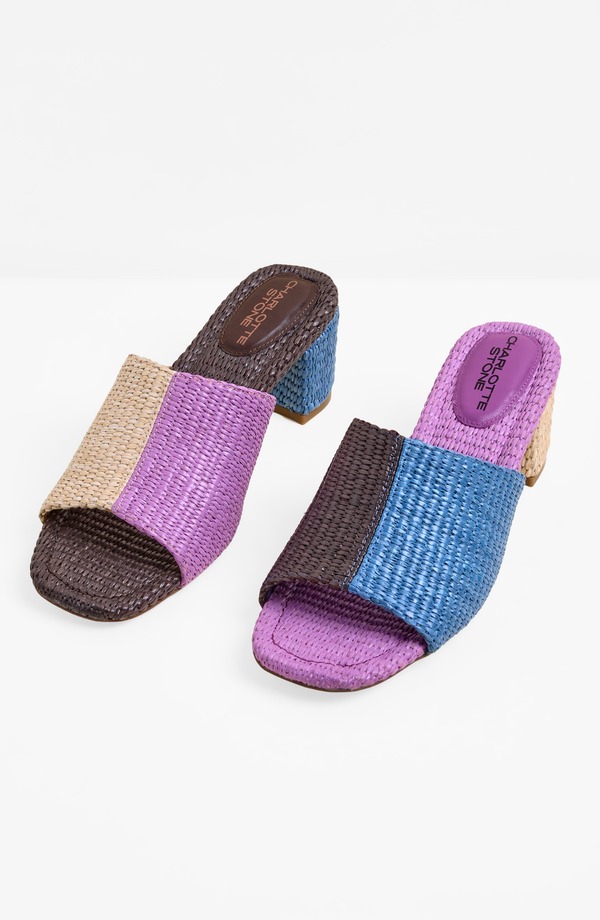 シャーロットストーン レディース シューズ パンプス サンダル Charlotte Stone Lenu Mismatch Woven Slide Sandal Raffia