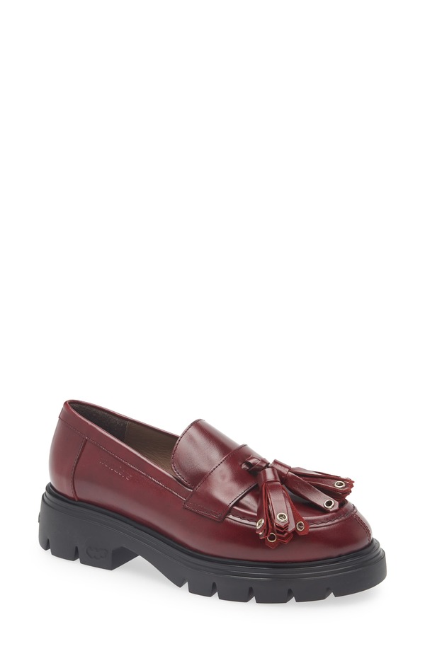ワンダーズ レディース シューズ オックスフォード プラットホーム 置き目毛革 Wonders A-4303 Tassel Platform Loafer Oregon Vino