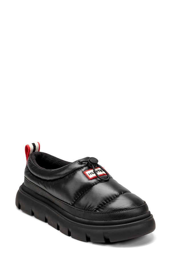 山立ち レディース シューズ ブーツ・レインブーツ プラットホーム Hunter Madi Platform Puffer Slipper Black 黒いこと