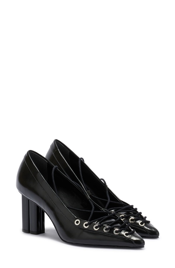 ガニー レディース シューズ パンプス スピード競技 Ganni Lace-Upointed Toe Pump Black 黒いこと