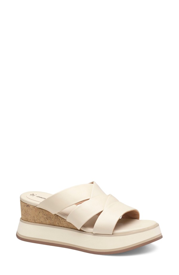 ジョンストンアンドマーフィー レディース シューズ パンプス プラットホーム サンダル Johnston \u0026 Murphy Colleen Platform Wedge Slide Sandal Bone Nappa Leather