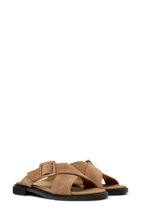 カンペール レディース シューズ パンプス サンダル Camper Edy Slide Sandal Medium Brown 赤銅色