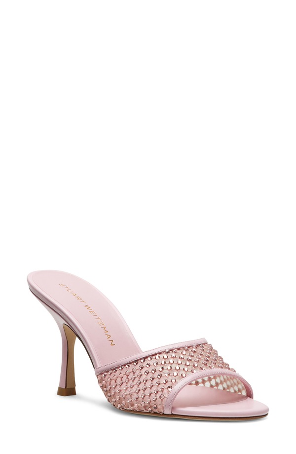 スチュアート ワイツマン レディース シューズ パンプス サンダル メッシュ トール Stuart Weitzman Bareitall Shine Mesh Sandal Pink Marshmallow さくら色