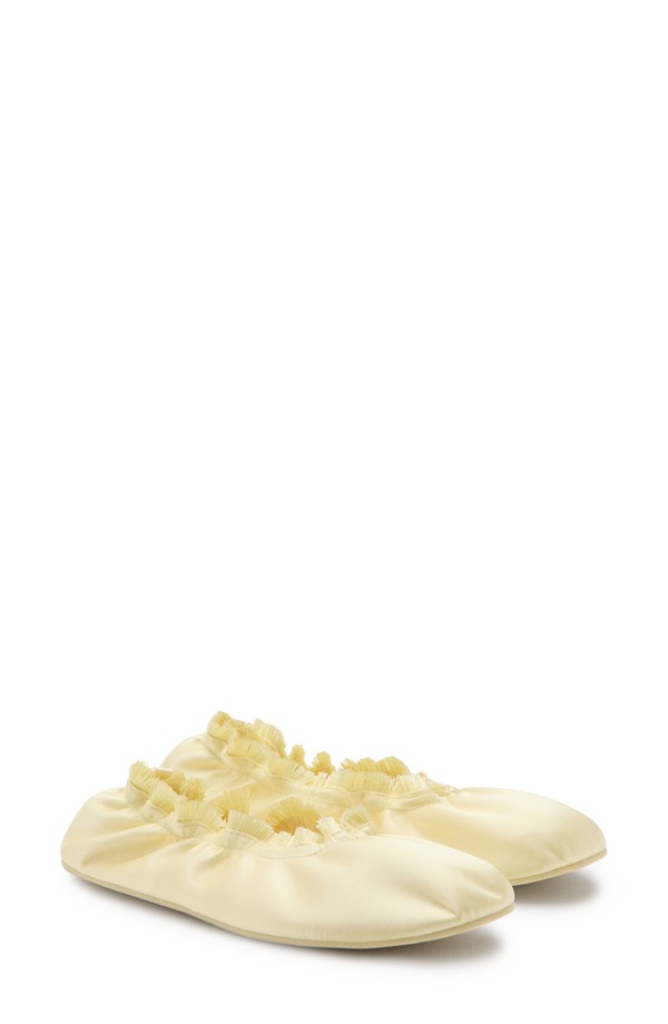 マンゴ レディース シューズ パンプス 繻子 MANGO Satin Ballet Flat Pastel Yellow 黄色