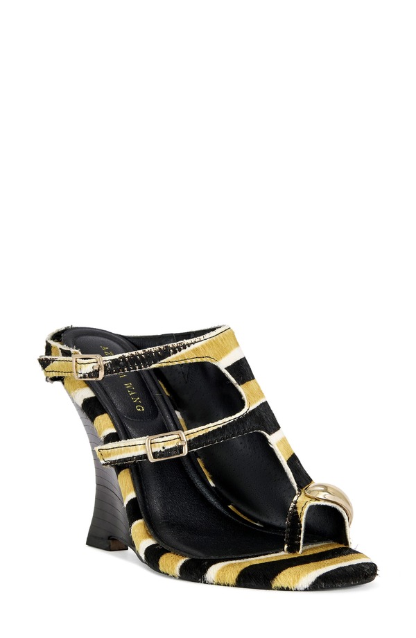 アザレア 一 レディース シューズ パンプス サンダル AZALEA WANGiannis Genuine Calf Hair Wedge Sandal Mustard 洋芥子