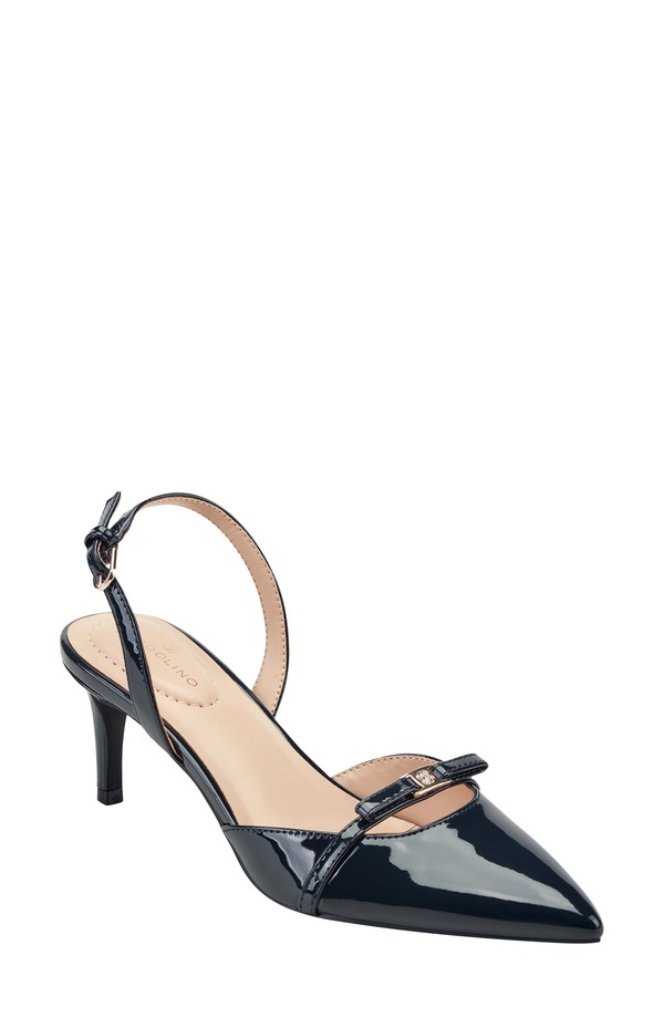 バンドリーノ レディース シューズ 踵 Bandolino Pracen Slingback Pointed Toe Pump Dark Blue 青碧