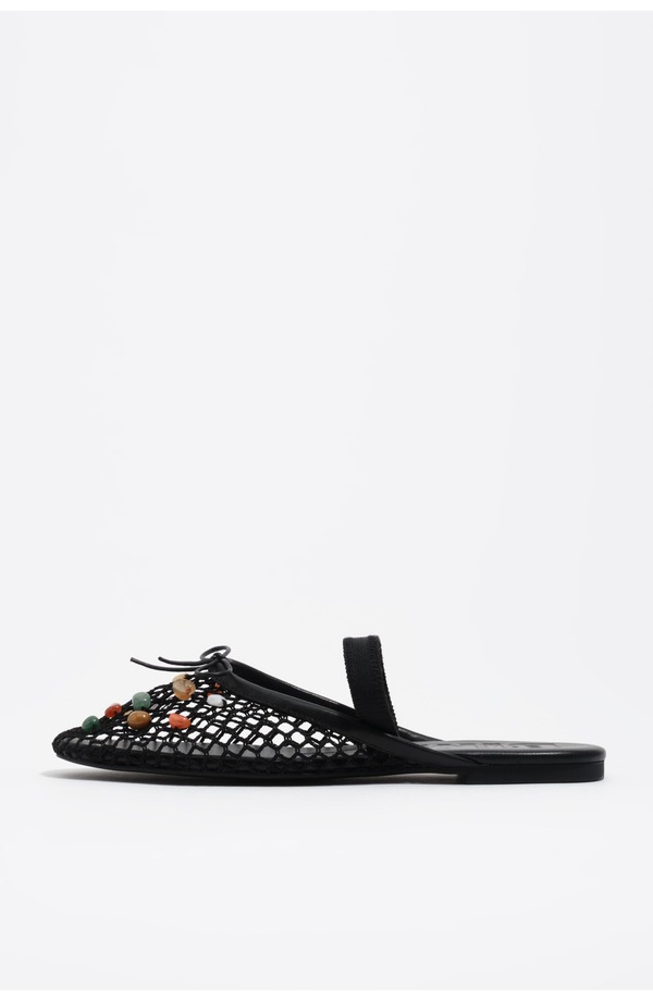 ビンバイローラ レディース シューズ パンプス メッシュ Bimba y Lola Mesh Slingback Ballerina With Stones Black 黒いこと