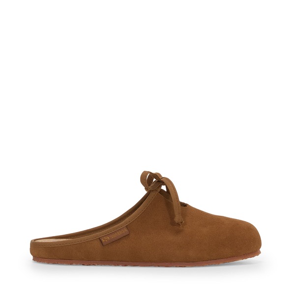 つづり方ガ レディース シューズ サンダル スエードクロス Superga 2445 Ballerina Mule Suede Brown Brique 赤銅色