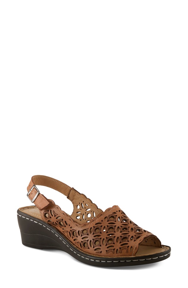 三春足つき レディース シューズ パンプス サンダル Spring Step Belizana Wedge Sandal Camel 駱駝