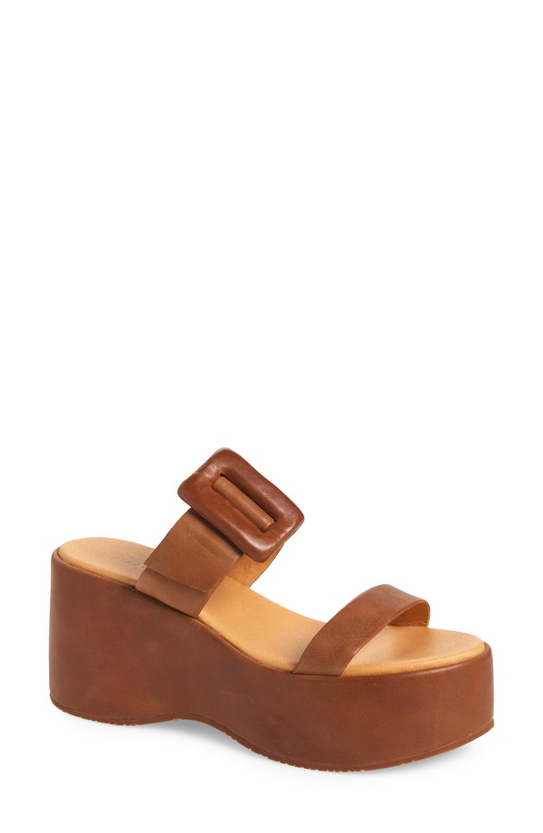 黒茶青碧 レディース シューズ パンプス プラットホーム サンダル Chocolat Blu Platform Wedge Sandal Cameleather 駱駝
