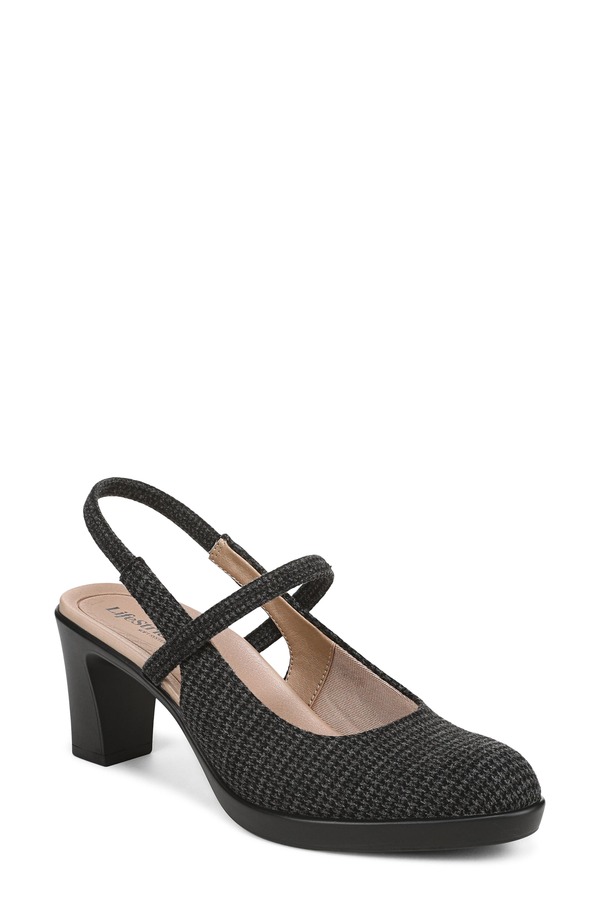 ライフストライド レディース シューズ パンプス プラットホーム LifeStridevoke Slingback Mary Jane Platform Pump Black Grey 黒いこと