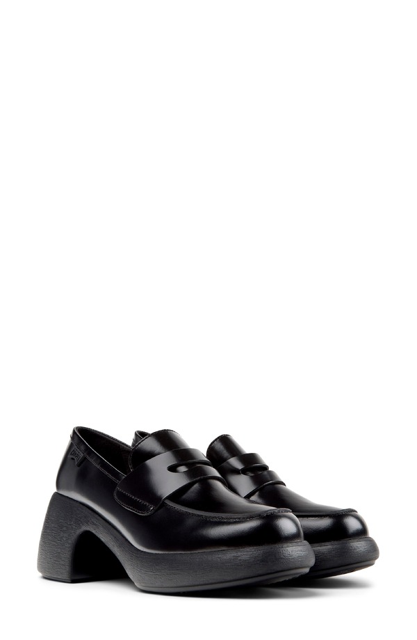 カンペール レディース シューズ オックスフォード プラットホーム 置き目毛皮 Camper Thelma II Platform Loafer Black 黒いこと