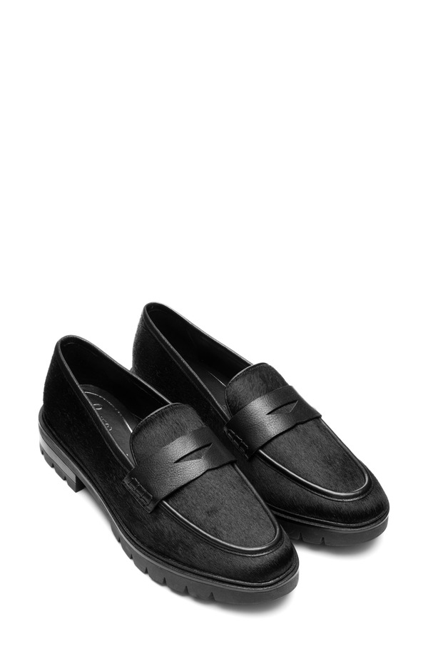 アラ レディース シューズ オックスフォード 置き目毛皮 ara Crescent Lug Penny Loafer Black 2 黒いこと