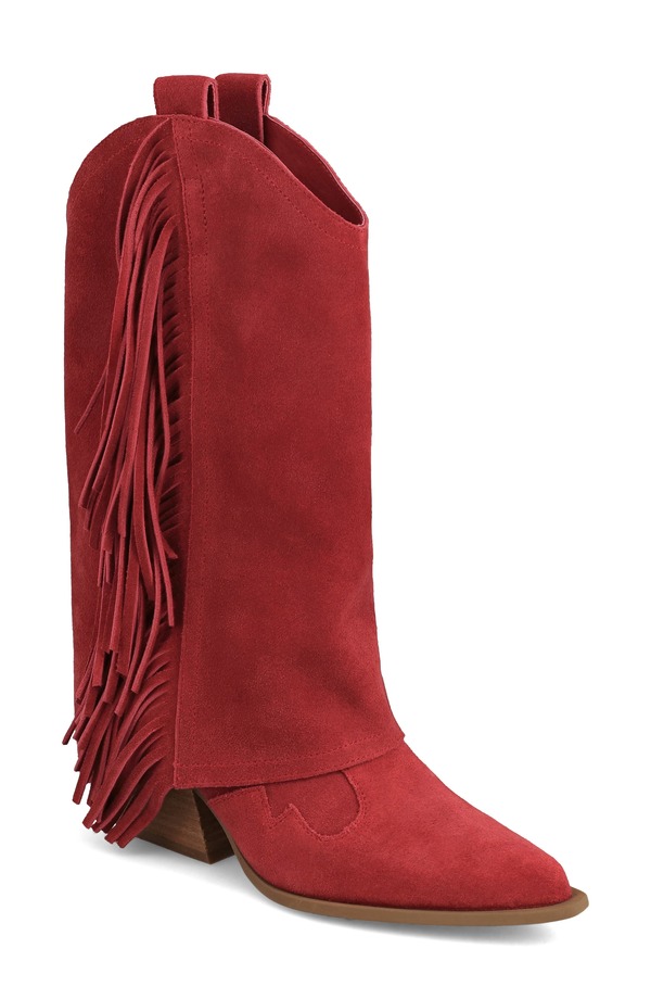 ミア レディース シューズ ブーツ・レインブーツ MIA Deston Pointed Toe Western Boot Red Cow Su 赤いこと