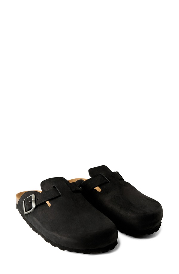 マンゴ レディース シューズ サンダル なめし革 MANGO Leather Clog Charcoal 濃灰色