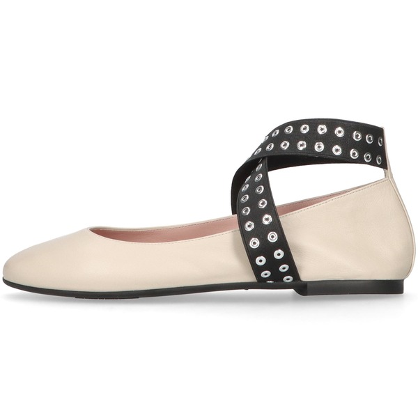 プリティ・バレリーナ レディース シューズ パンプス アンクル Pretty Ballerinas Ankle Strap Ballet Flat Ivory 象牙色