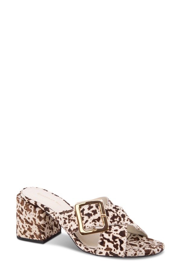 黒茶青色 レディース シューズ 踵 サンダル Chocolat Blu Eiko Block Heel Sandal White Cheetah Calf Hair 白いこと