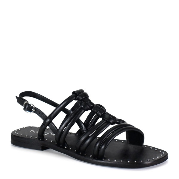 ディバトゥルー レディース シューズ 踵 サンダル なめし革 Diba True MOSAIC Knotted Tube Leather Sandal Black 黒いこと