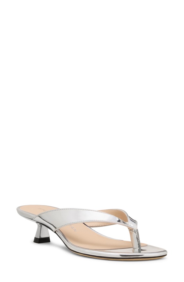スチュアート ワイツマン レディース シューズ パンプス サンダル 踵 Stuart Weitzman Rio Kitten Heel Sandal Silver しろがね色