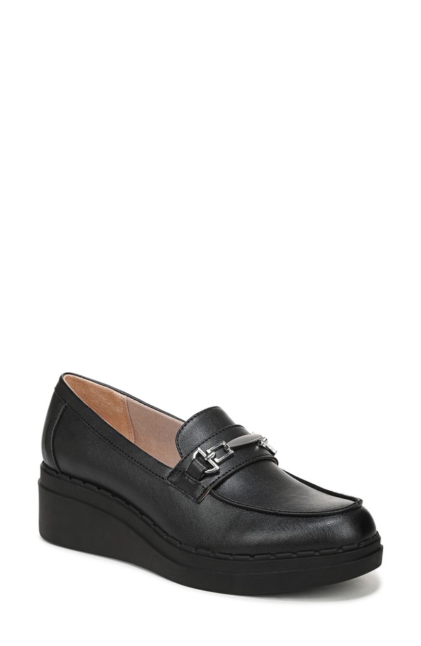 ライフストライド レディース シューズ オックスフォード プラットホーム 置き目毛皮 LifeStride Dolce Platform Wedge Bit Loafer Black 黒いこと