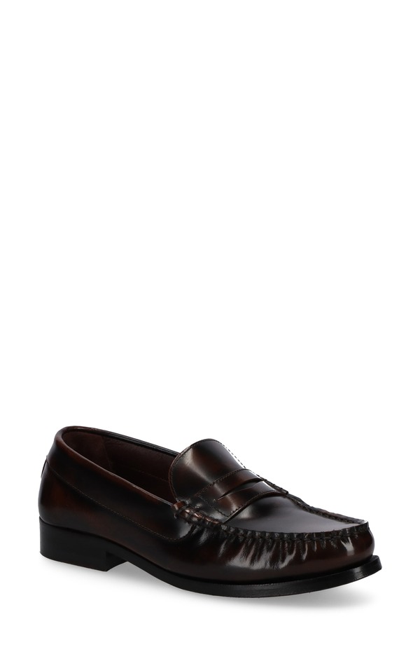 アロハス レディース シューズ スリッポン・ローファー なめし革 ALOHAS Rivet Leather Loafer Brushed Coffee Brown 赤銅色