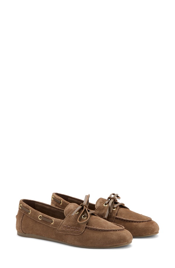 マンゴ レディース シューズ パンプスエード MANGO Suede Boat Shoe Brown 赤銅色