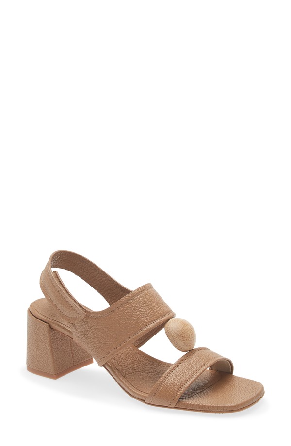 ペドロガルシア レディース シューズ 踵 サンダル なめし革 Pedro Garcia Uriana Leather Block Heel Sandal Beige Plush Suede/ Ash 死灰