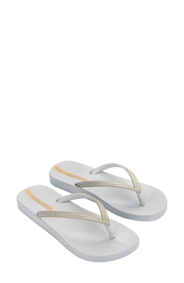 イパネマ レディース シューズ サンダル メッシュ Ipanema Crystal Mesh Flip Flop Grey/ Gold 薄墨色