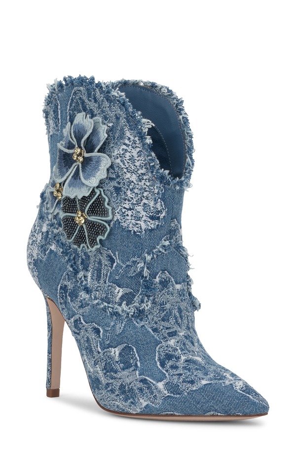 ジェシカシンプソン レディース シューズ ブーツ・レインブーツ Tシャツ Jessica Simpson Plitee Pointed Toe Bootie Medium Blue ブルー|ReVida 店
