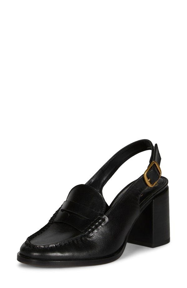 ヴィンスカムート レディース シューズ 踵 置き目毛革 Vince Camuto Grinie Slingback Penny Loafer Pump Black 黒いこと