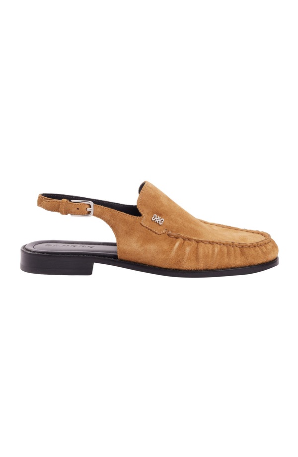 砂子ロ レディース シューズ パンプスエード 置き目毛皮 SANDRO Suede loafers Beige ベージュ