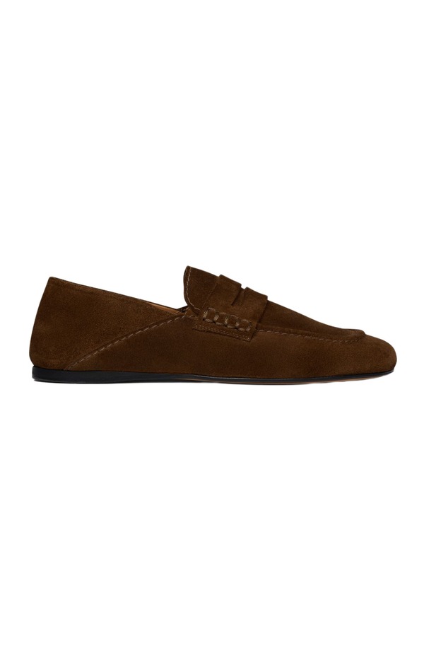 砂子ロ レディース シューズ パンプスエード 置き目毛皮 SANDRO Suede loafers Brown 赤銅色