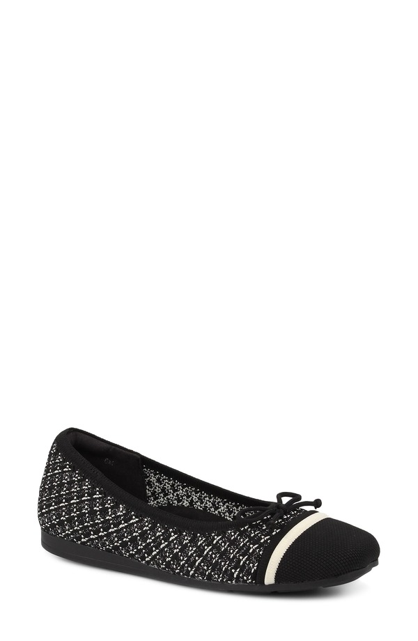 ロスハンマーソン レディース シューズ パンプス 旗がしら Ros Hommersonoelle Cap Toe Ballet Flat Black Sparkle Knit 黒いこと